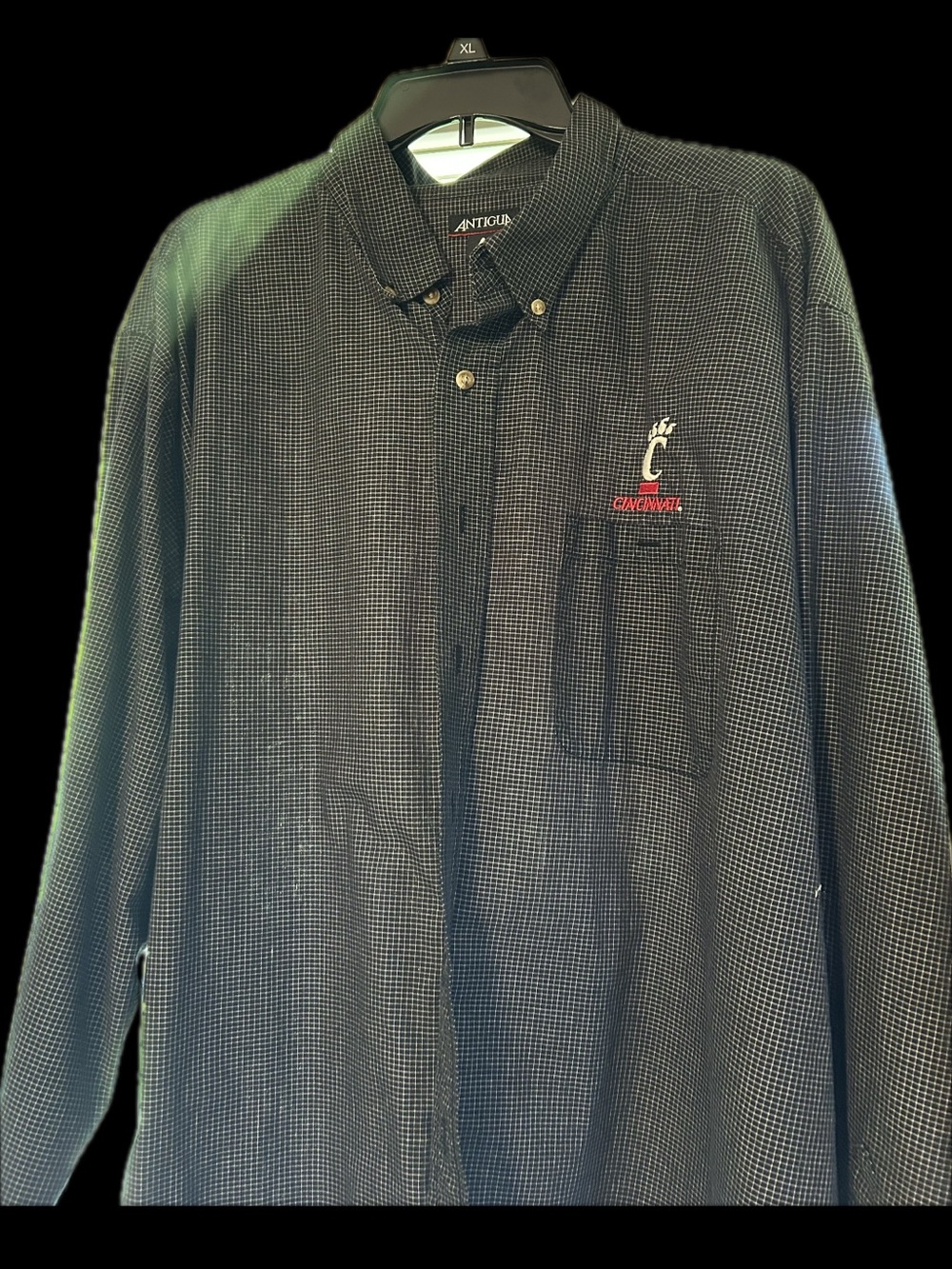 Antigua Men's Black Micro-Check Button-Down Shirt   University of Cincinnati